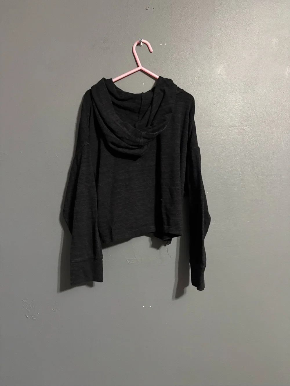 Old Navy Black Solid Knit preppy grunge Pullover cropped Hoodie girls Size M (8)